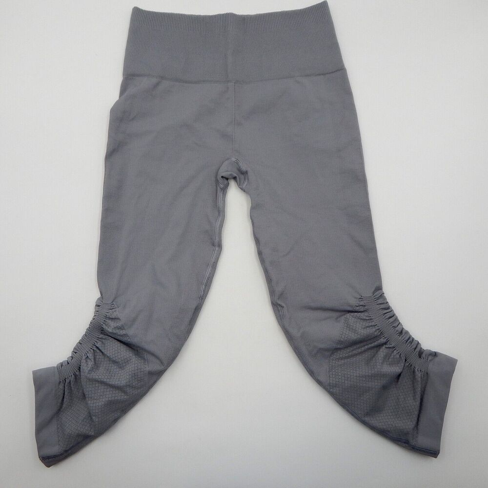 Lululemon In The Flow Crop Leggings Women's Gray Ruched Leg Capri Sz 4